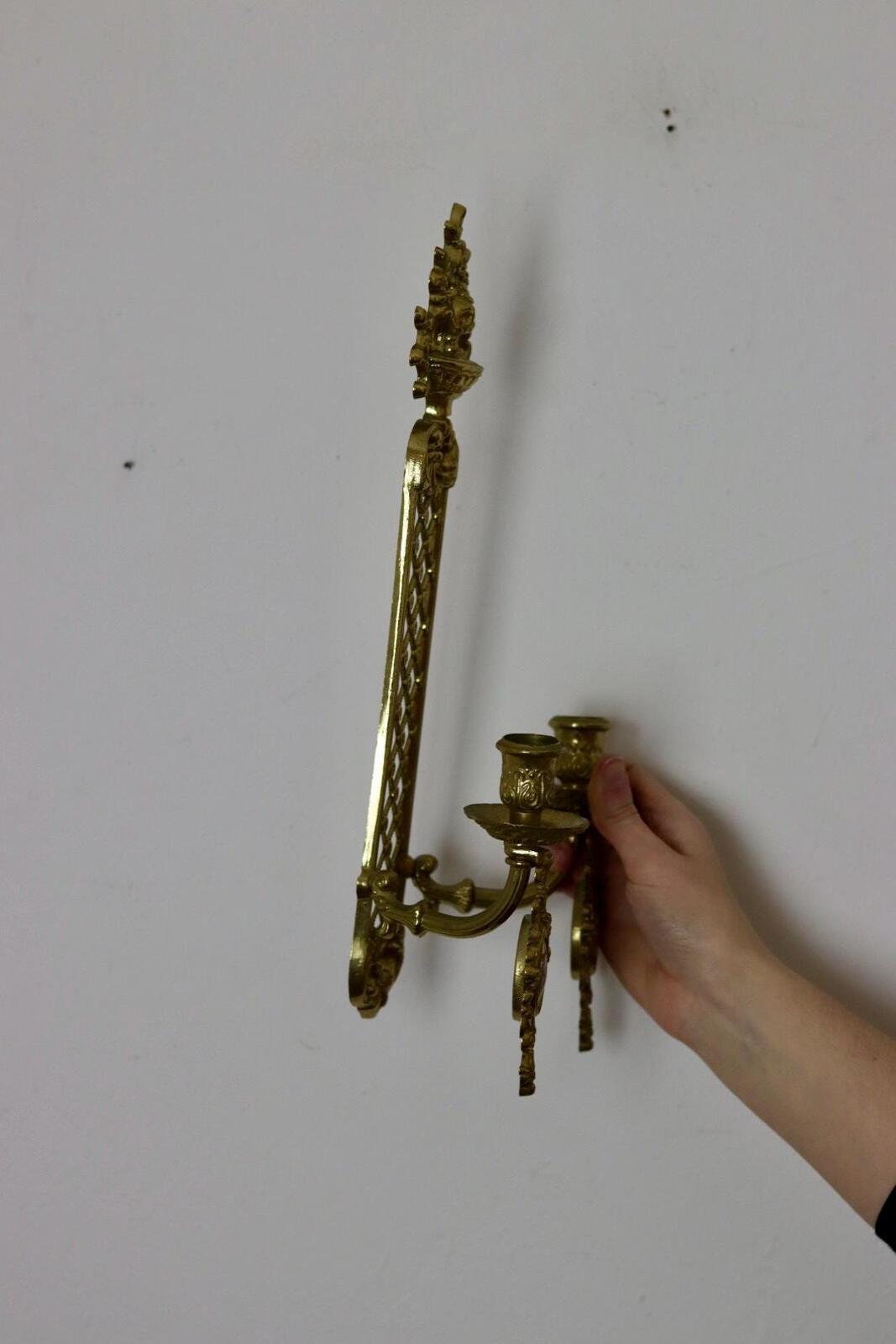 Pair Of Vintage French Brass Sconces