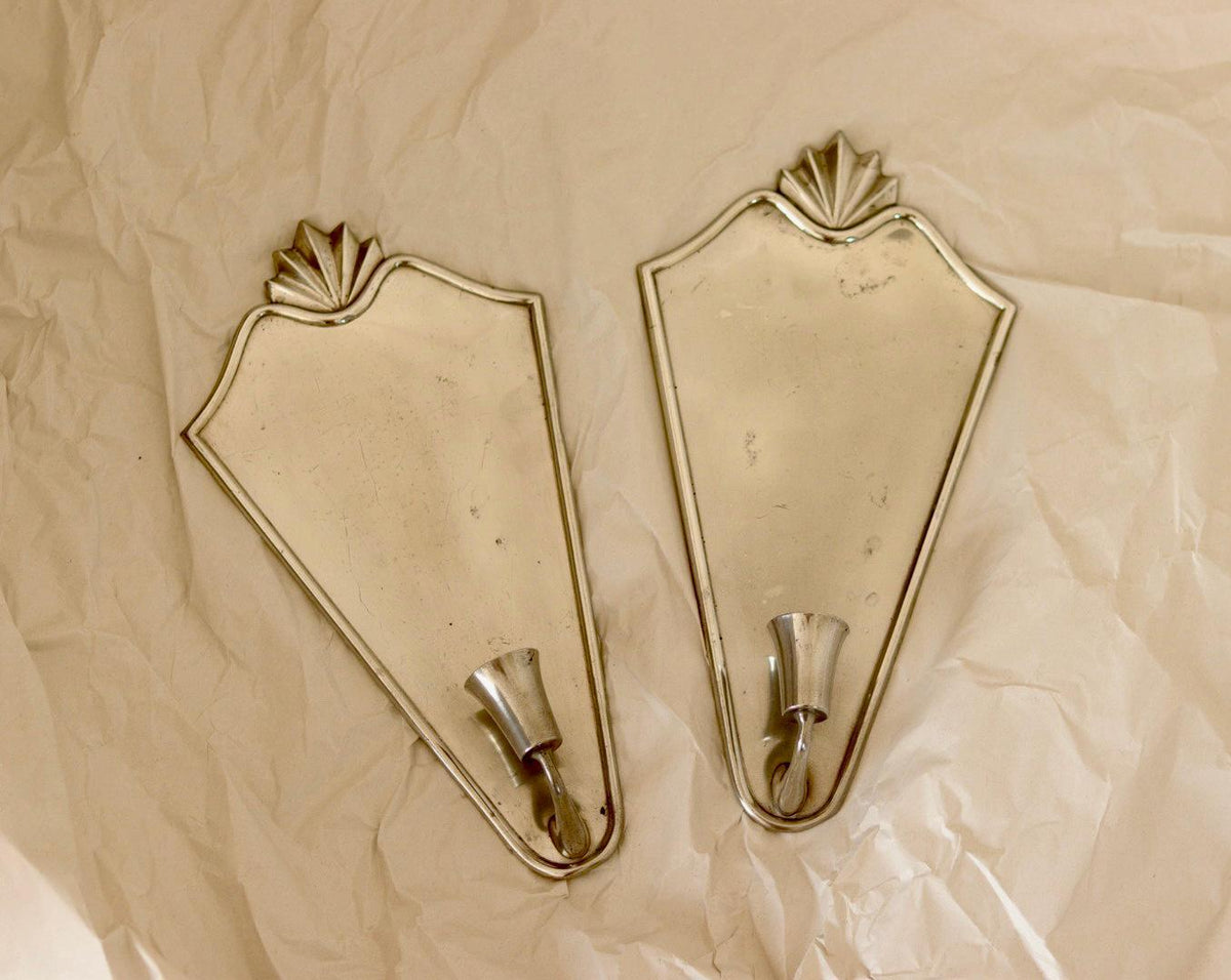 Pair Of Swedish Pewter Sconces By Ystad Tenn