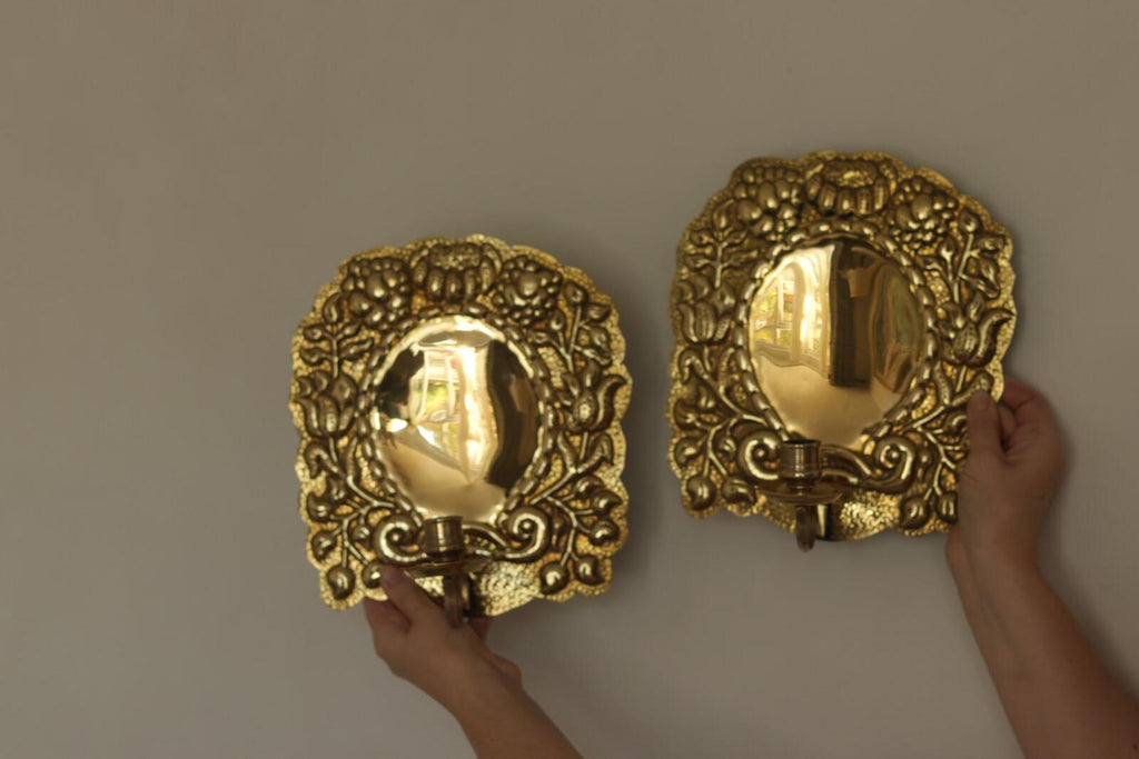 Pair of Mid-Century Swedish Brass Sconces