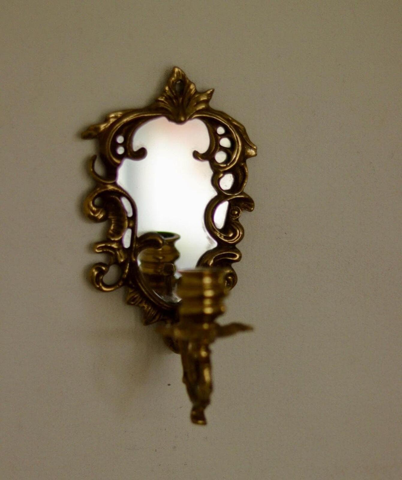 Pair of Mid-Century Swedish Brass Sconces with Mirrors