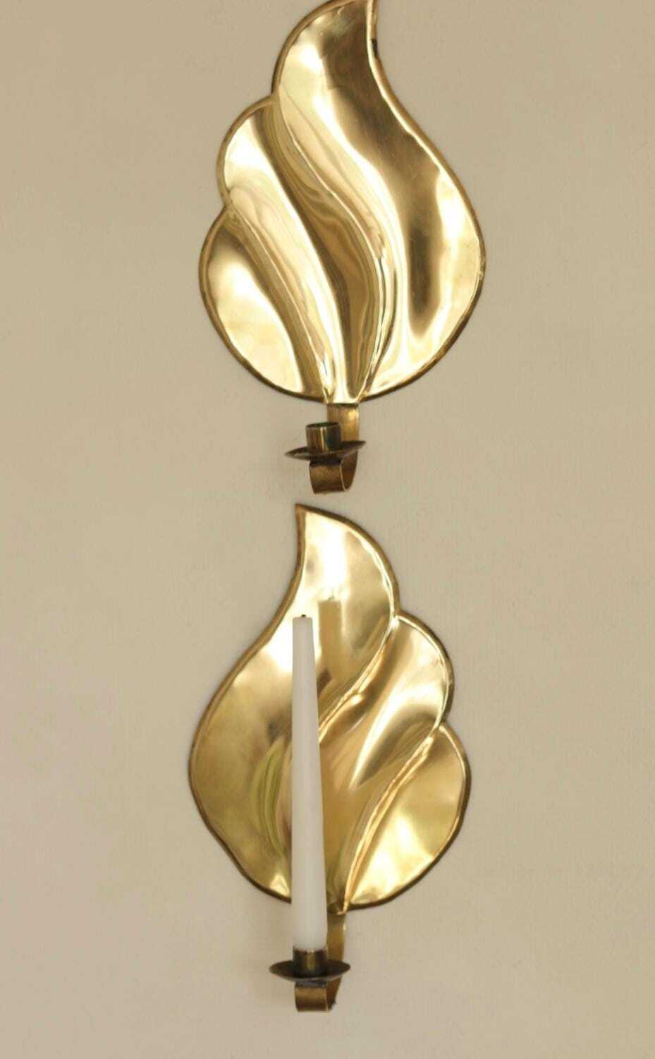 Pair Of Mid Century Swedish Brass Sconces