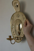 Pair Large baroque Style Mid Century Swedish Brass Sconces