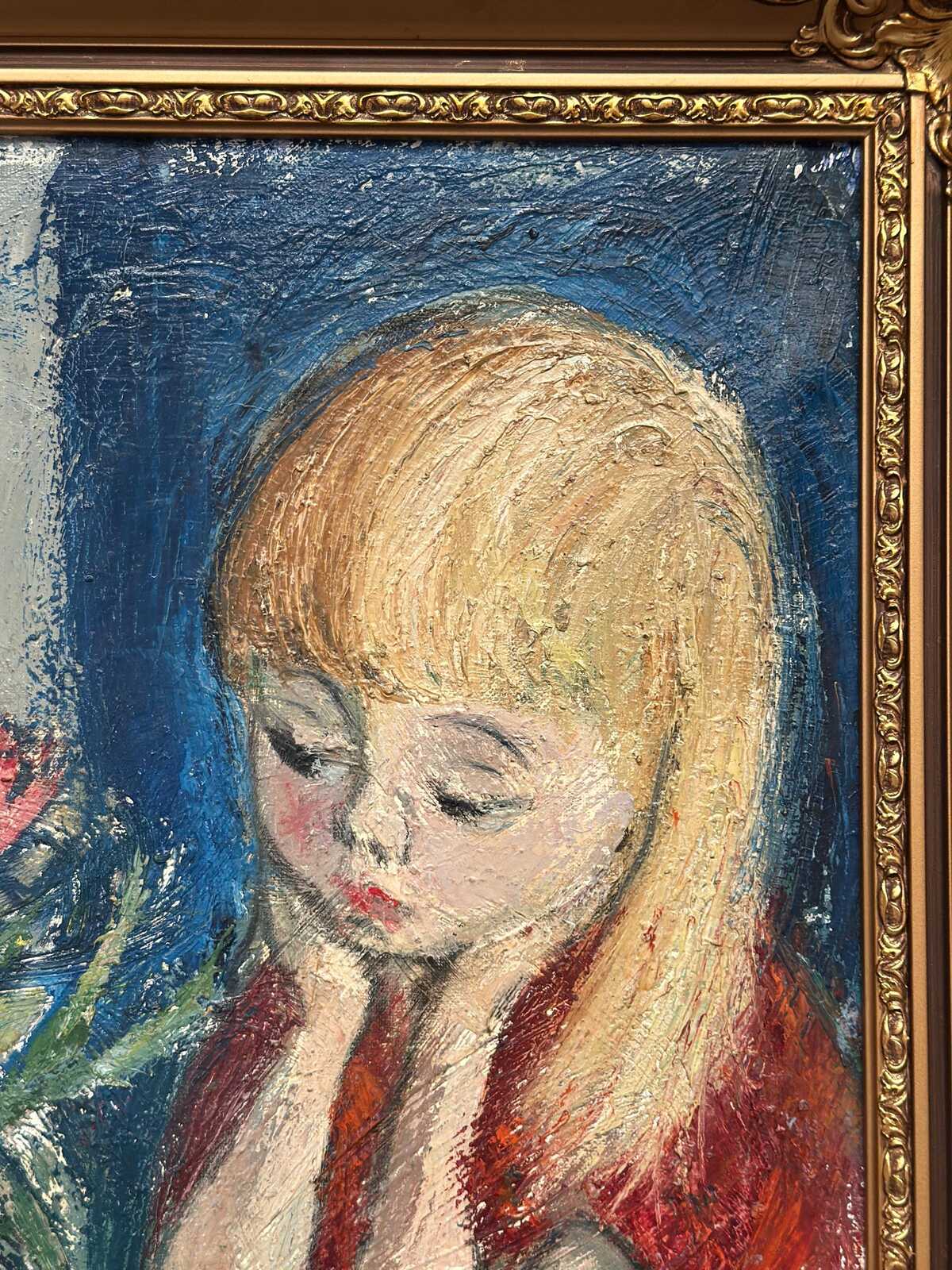 “Girl in Thought with Tulips” by Alf Forslund