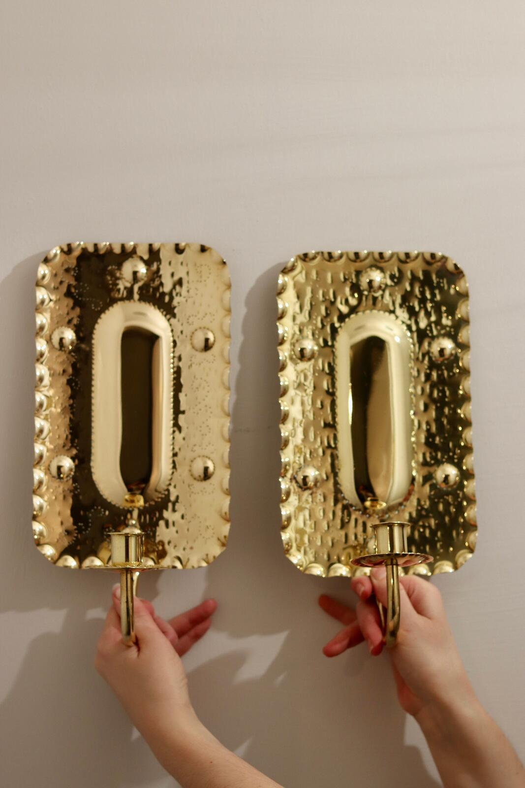 Pair of Mid-Century Swedish Brass Sconces by A. Eriksson Linberg