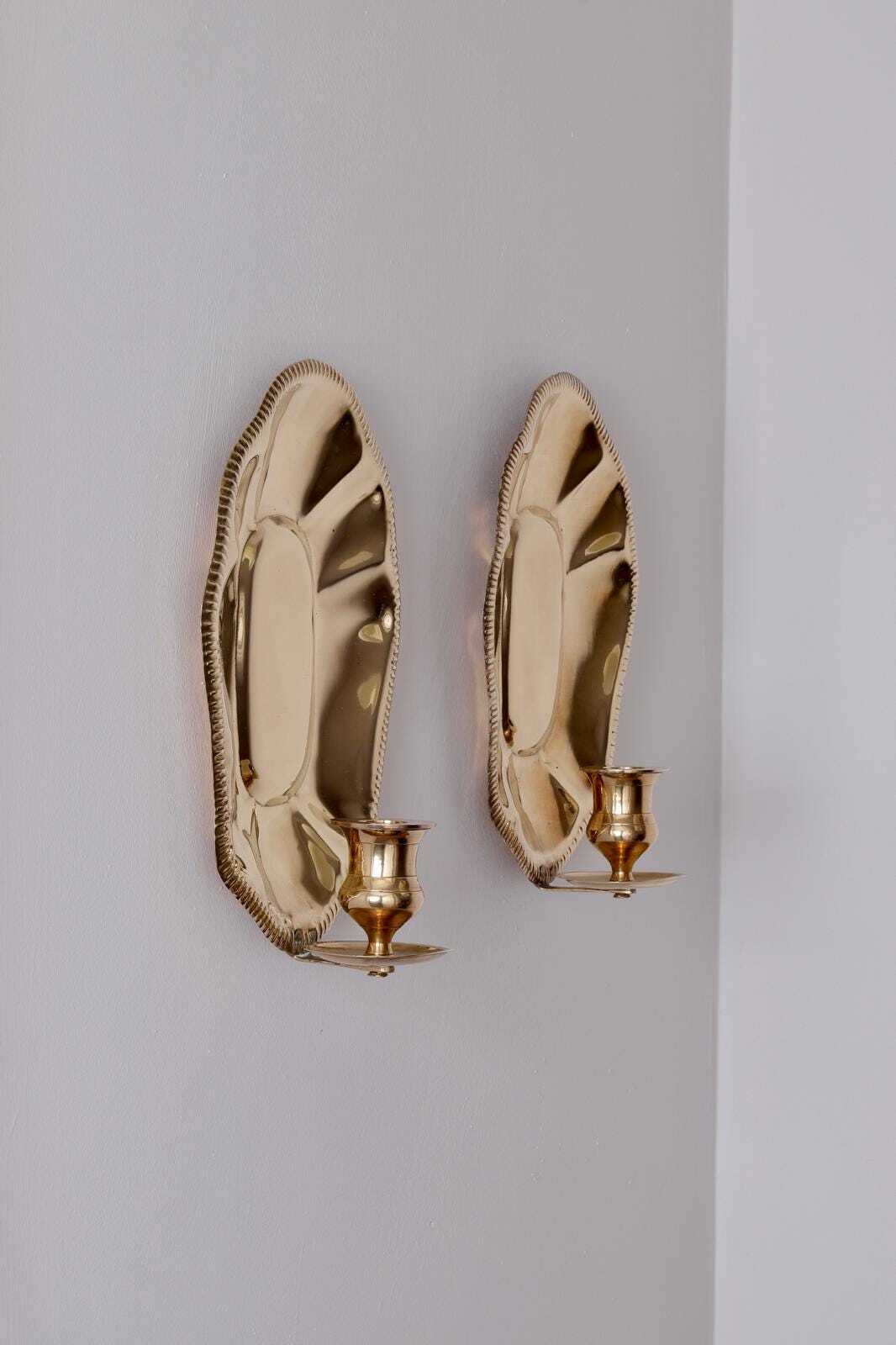 Pair Of Mid-Century Swedish Brass Sconces