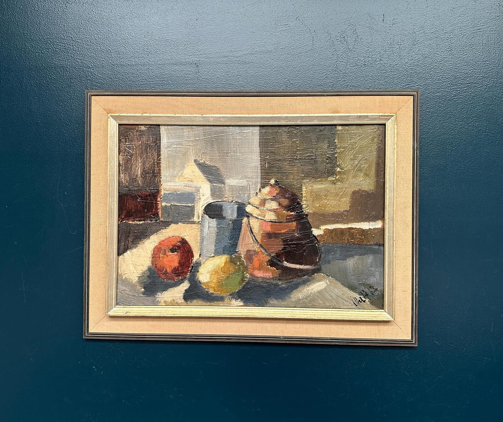 Original Swedish Oil on Panel – “Still Life” Attributed to Åke Wilhelm Andersson –1962 – Vintage & Framed – 63 × 54 cm (24.8" × 21.3")