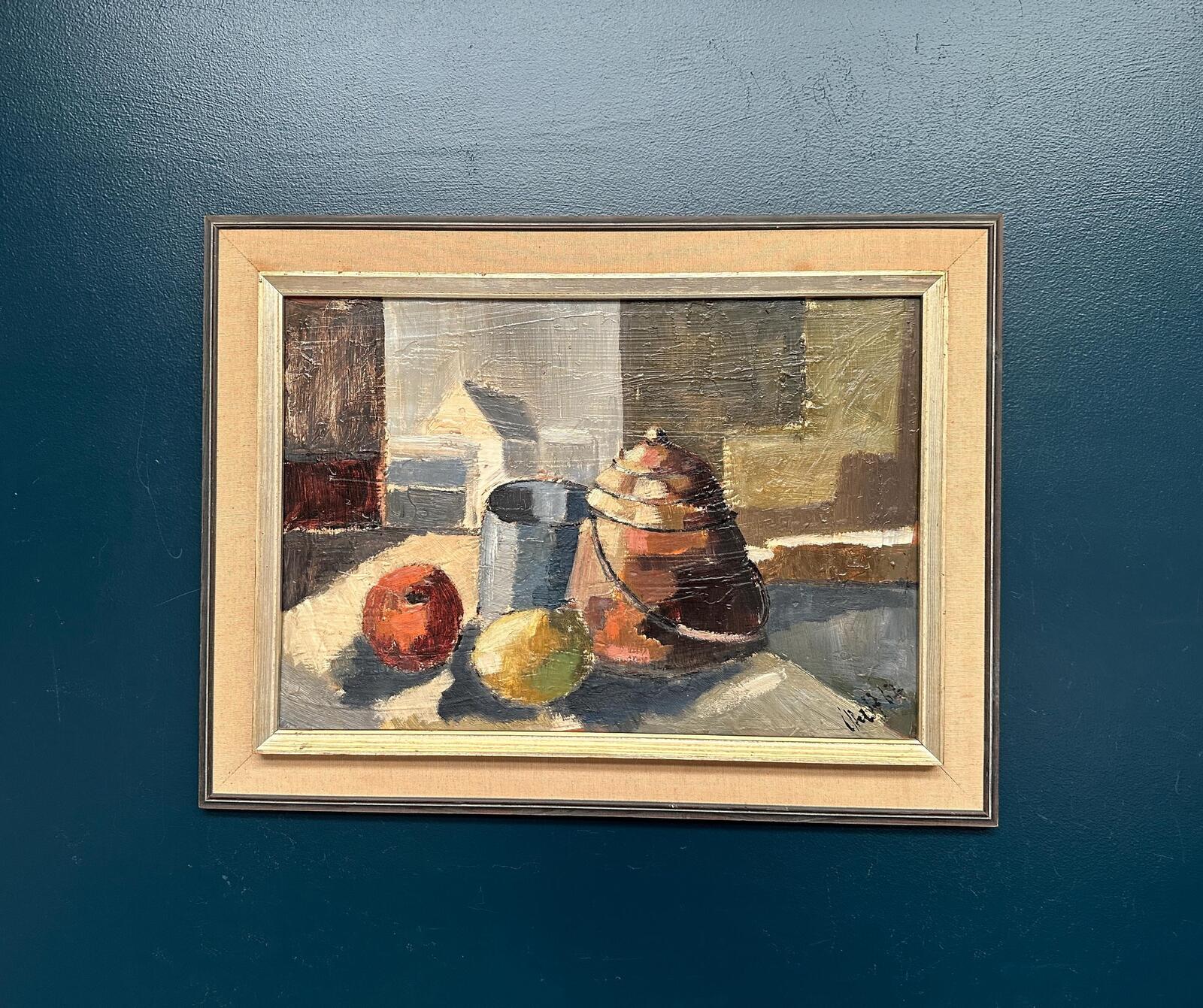 Original Swedish Oil on Panel – “Still Life” Attributed to Åke Wilhelm Andersson –1962 – Vintage & Framed – 63 × 54 cm (24.8" × 21.3")