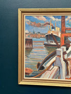 “Steamship in Harbor” By NL
