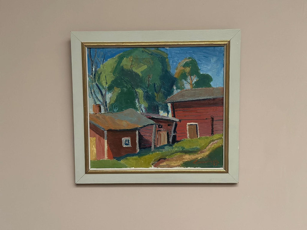 “Red Barns” by L. Wuariner