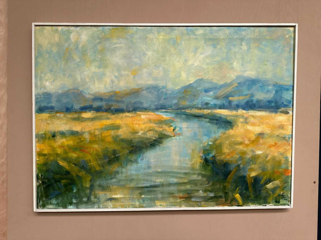 River Landscape with Mountains