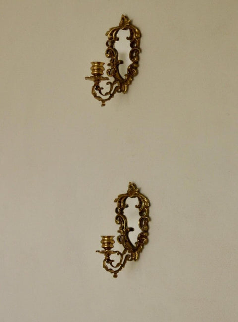 Pair of Mid-Century Swedish Brass Sconces with Mirrors