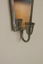 Pair of Mid Century Swedish Pewter Sconces with Mirror