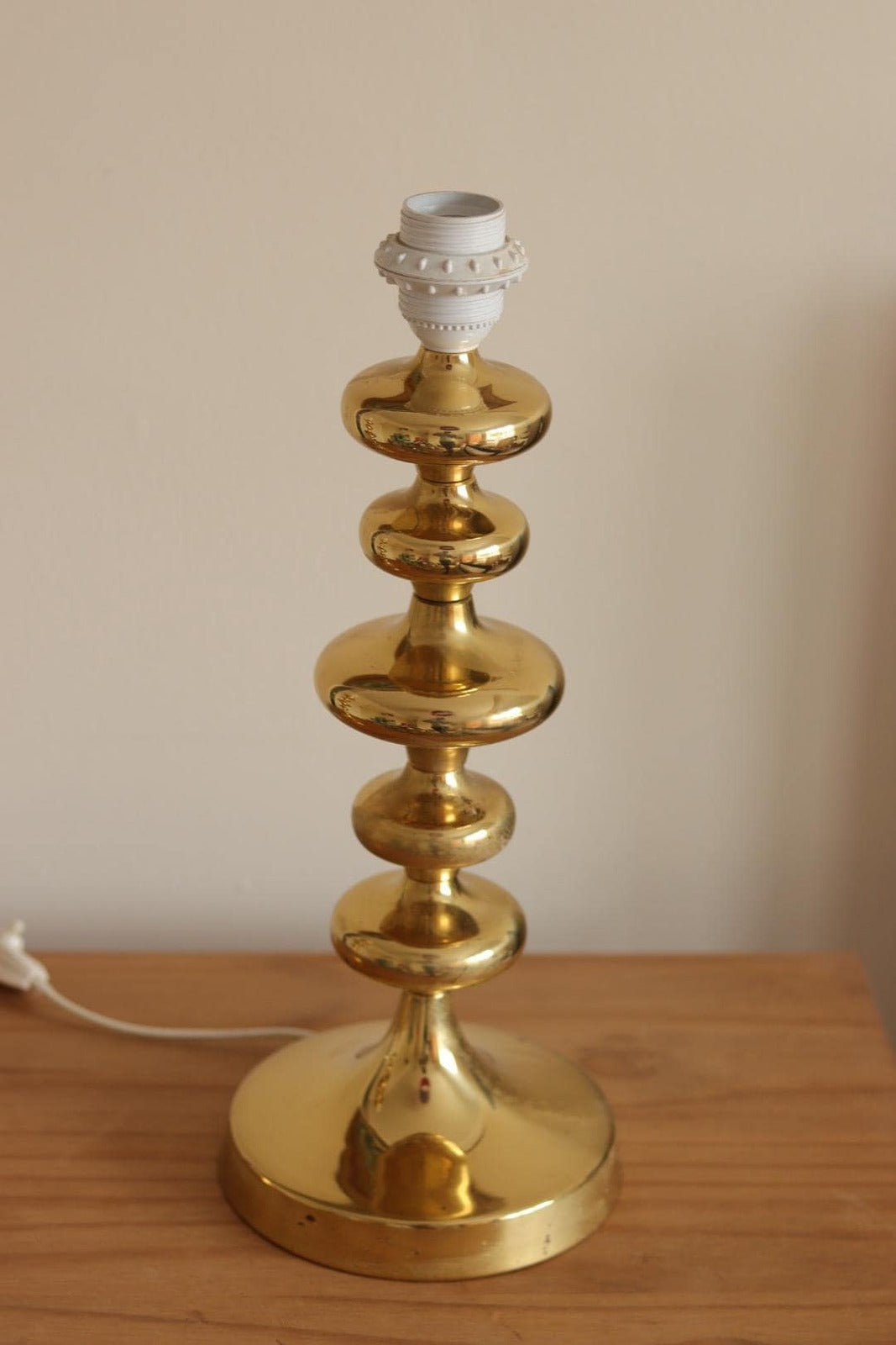 Pair of Swedish Brass Bobbin Table lamp