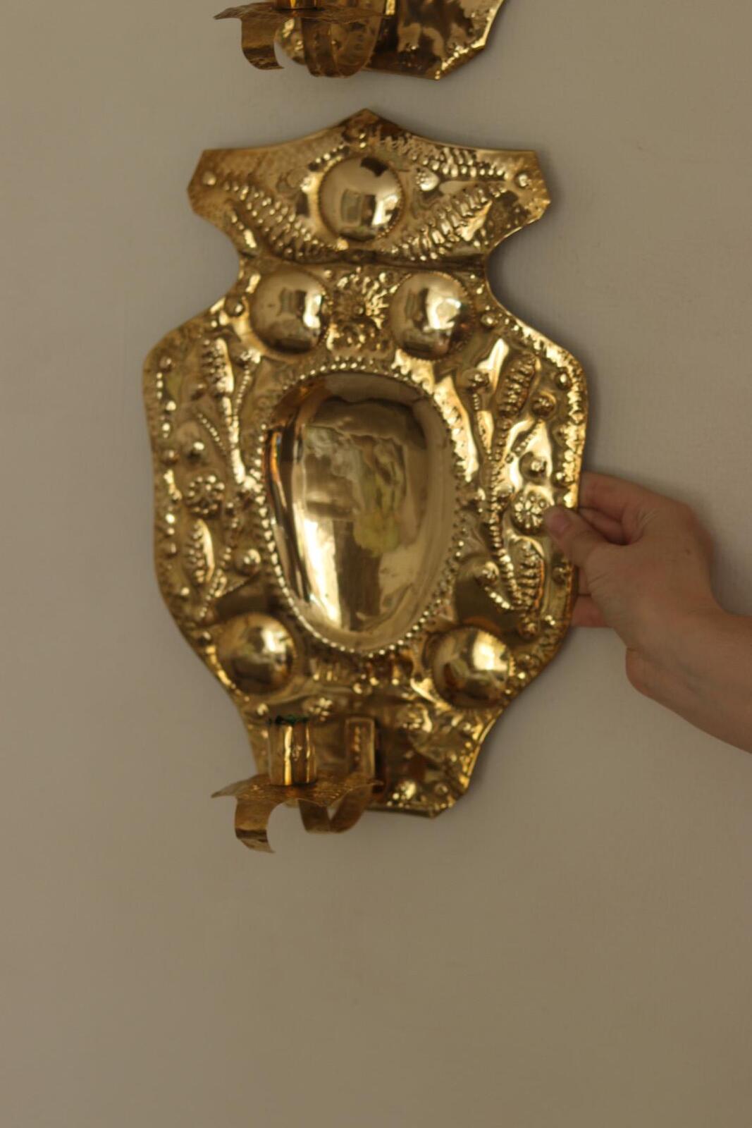 Baroque Style Mid-Century Brass Swedish Sconces