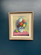 “Asters in Ceramic Vase” by Eric Lundgren