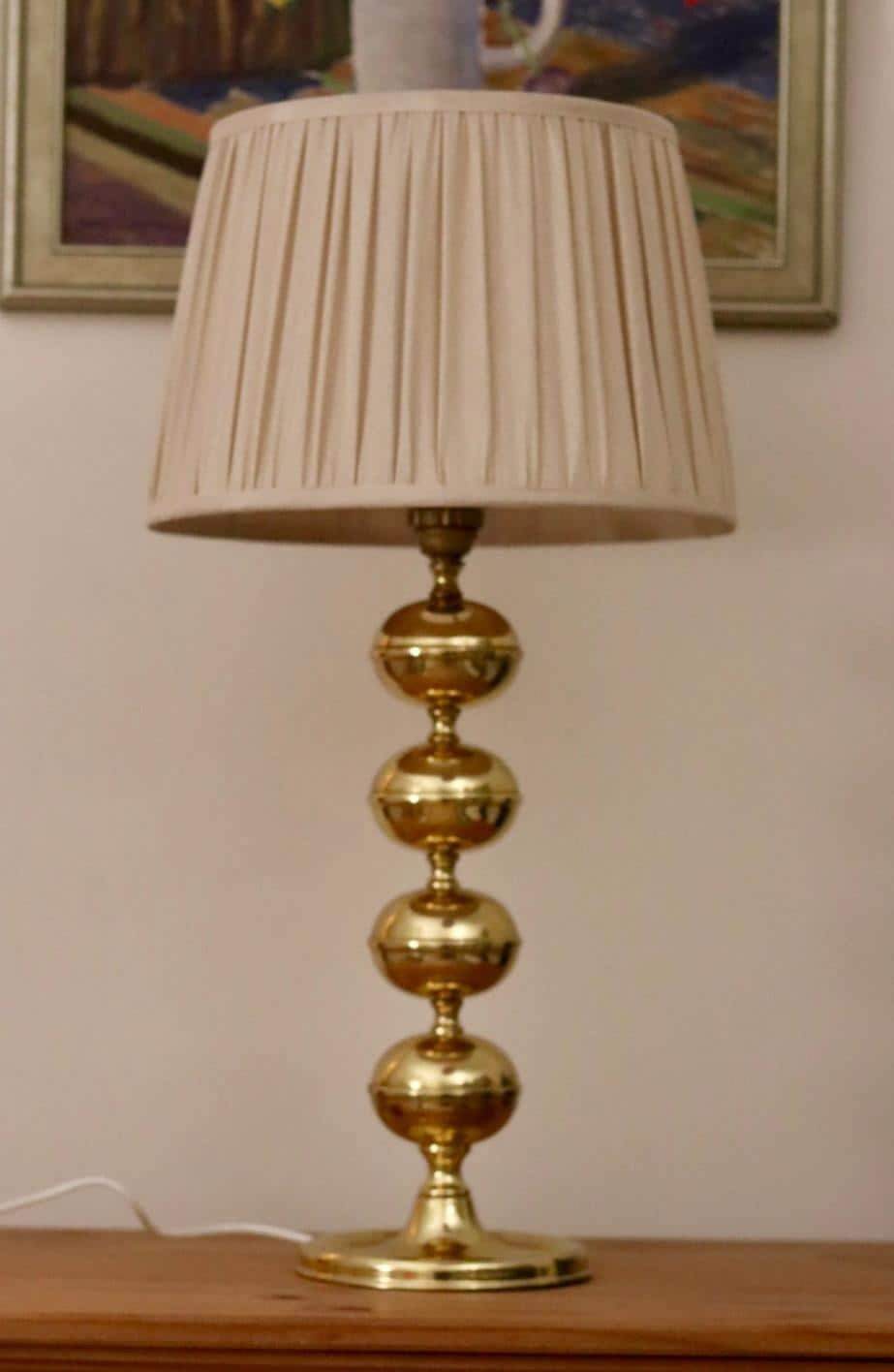 Tall Swedish Brass Bobbin lamp by Borens Borås