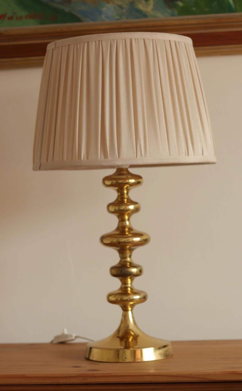 Pair of Swedish Brass Bobbin Table lamp