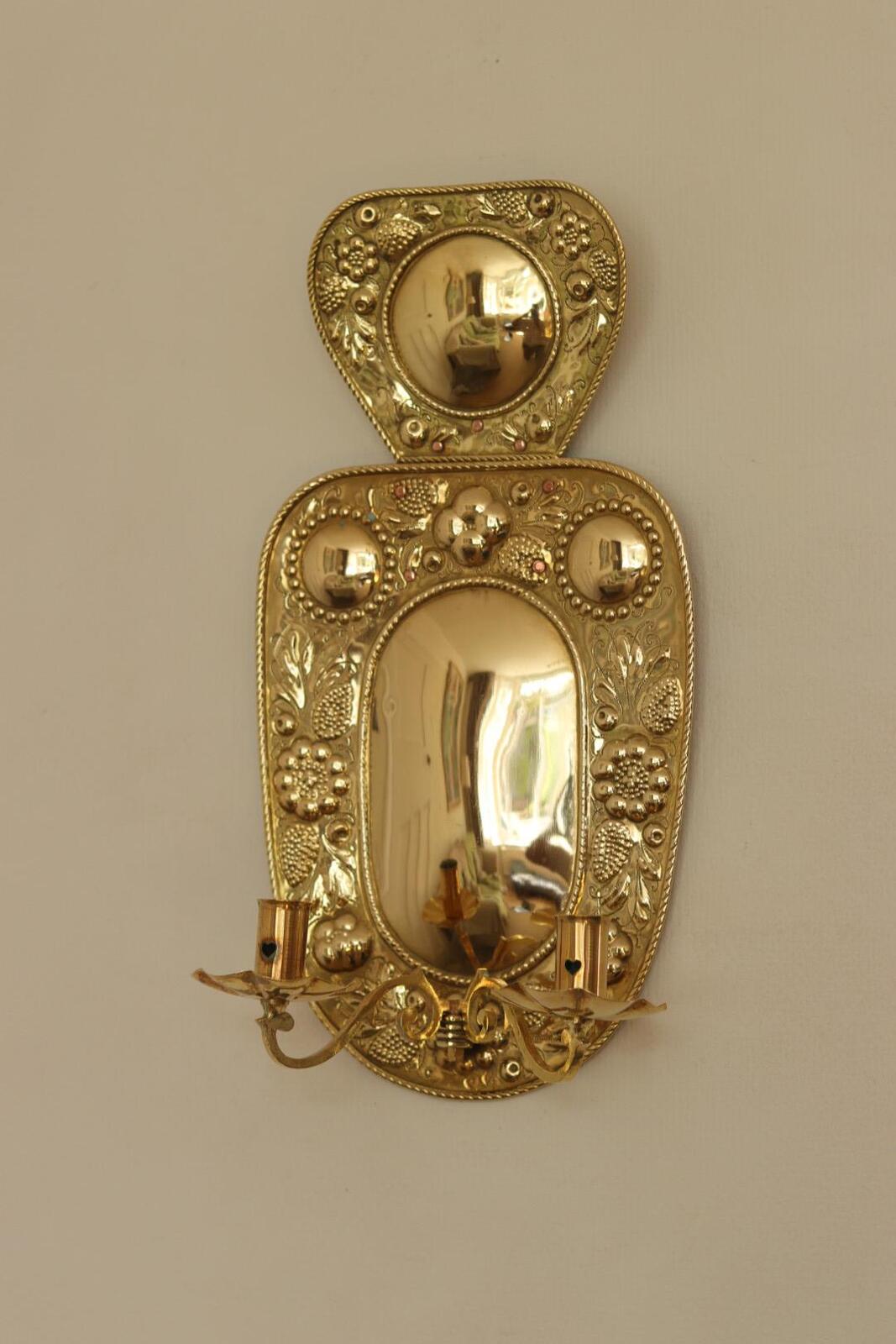 Baroque Style  Mid-Century Brass Swedish Sconces