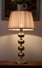 Tall Swedish Brass Bobbin lamp by Borens Borås