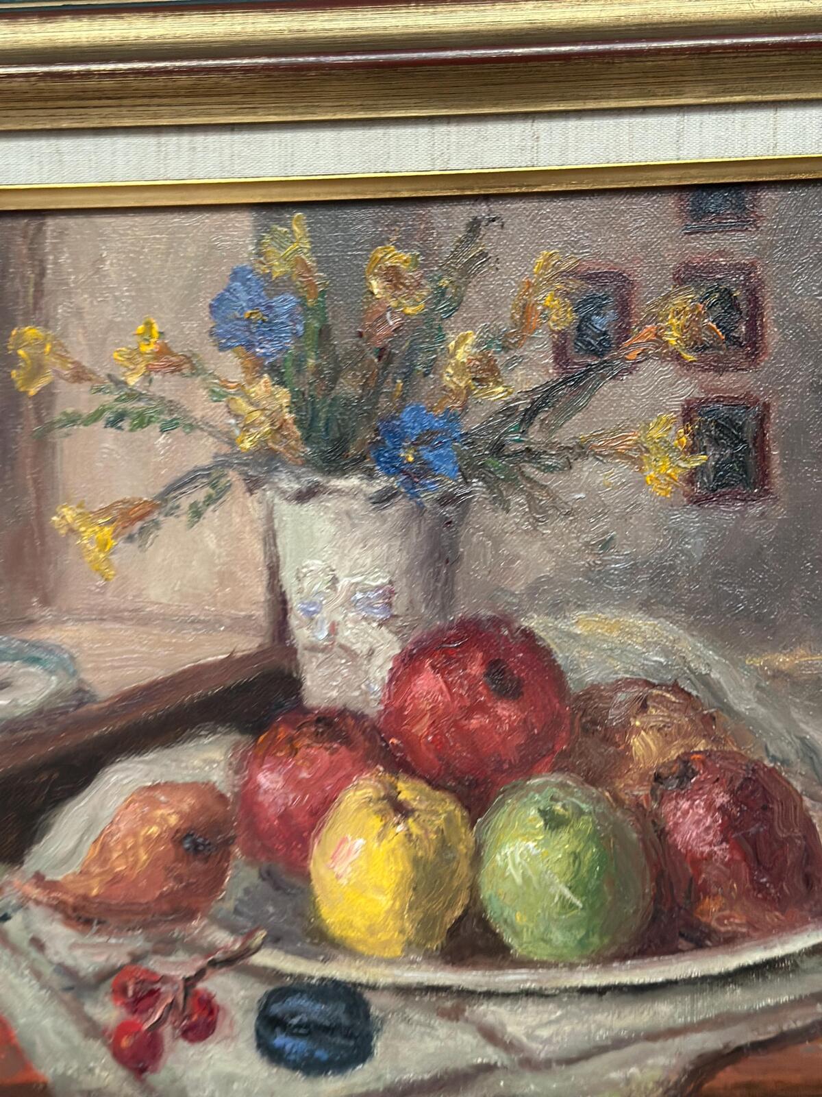 “Still Life with Vase and Fruits” by Christian Rhode
