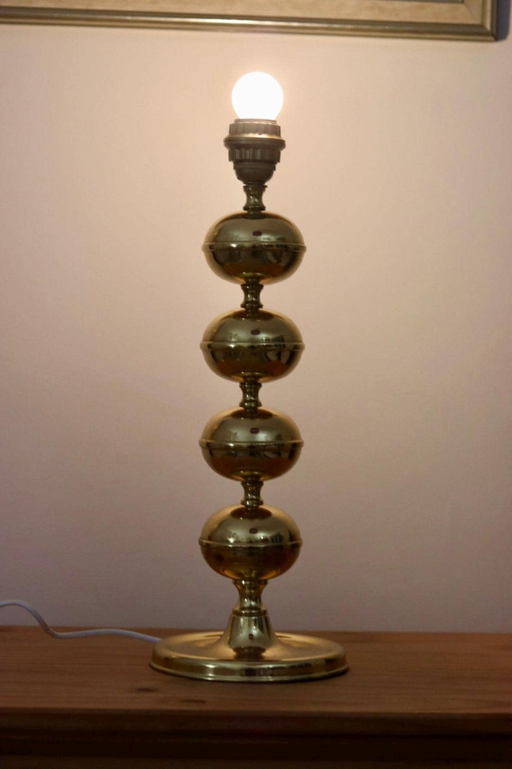 Tall Swedish Brass Bobbin lamp by Borens Borås