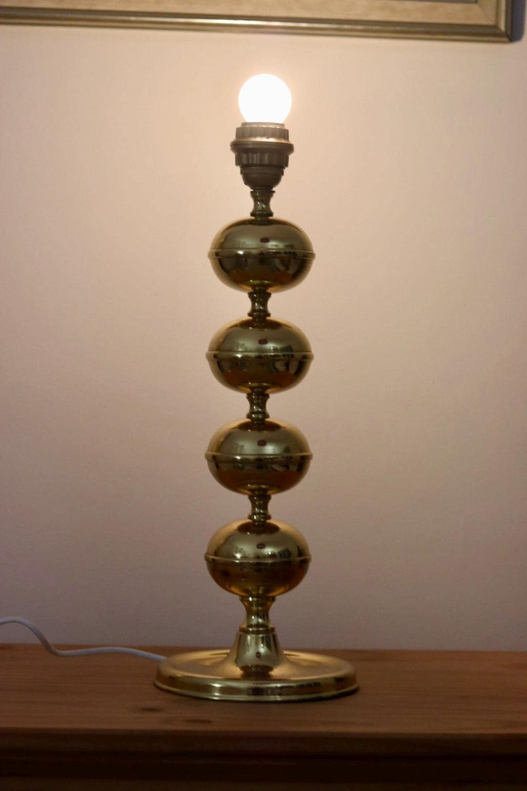 Tall Swedish Brass Bobbin lamp by Borens Borås