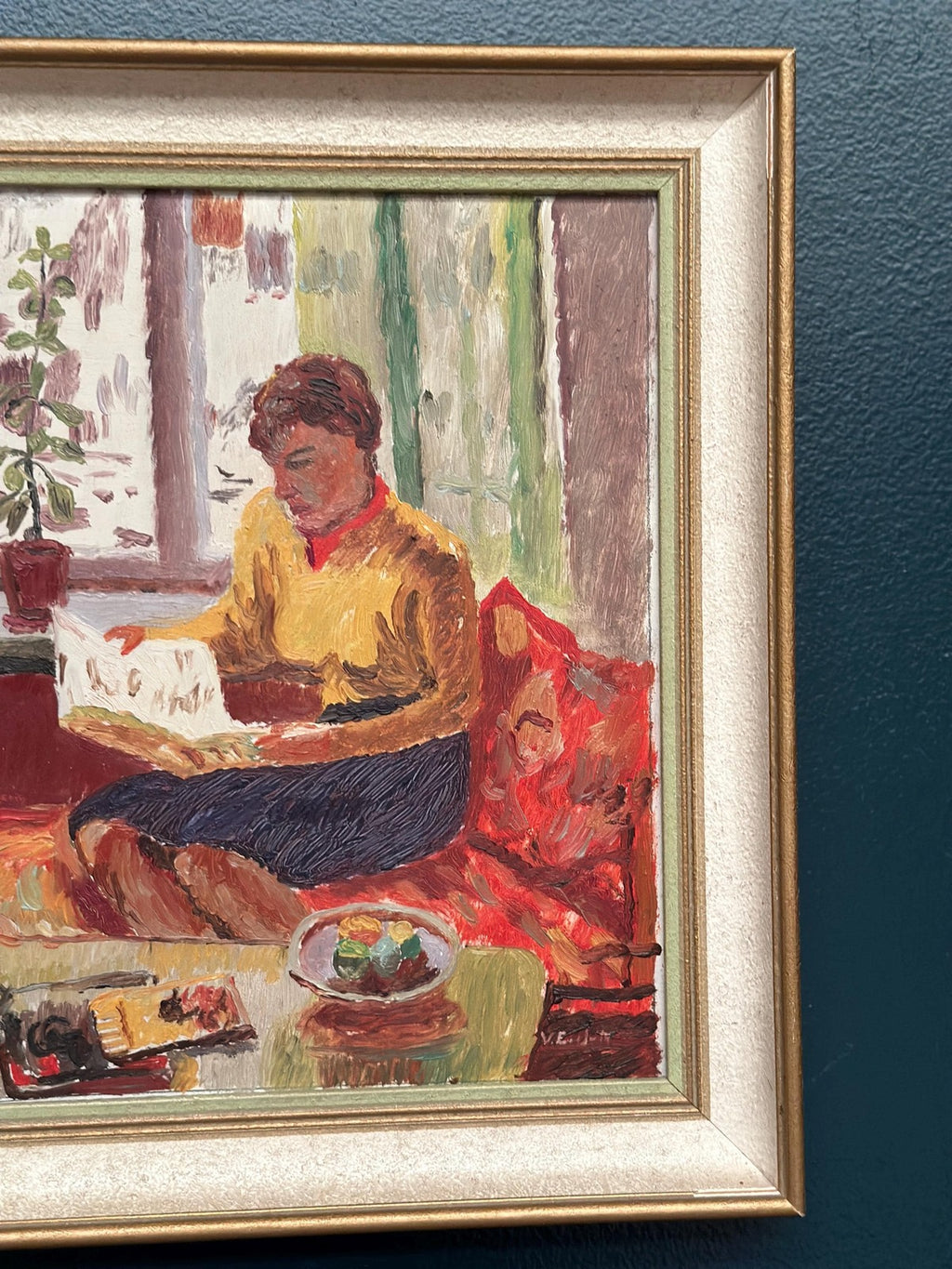 “Woman Reading Book” by Einar Emland (1916–1994)