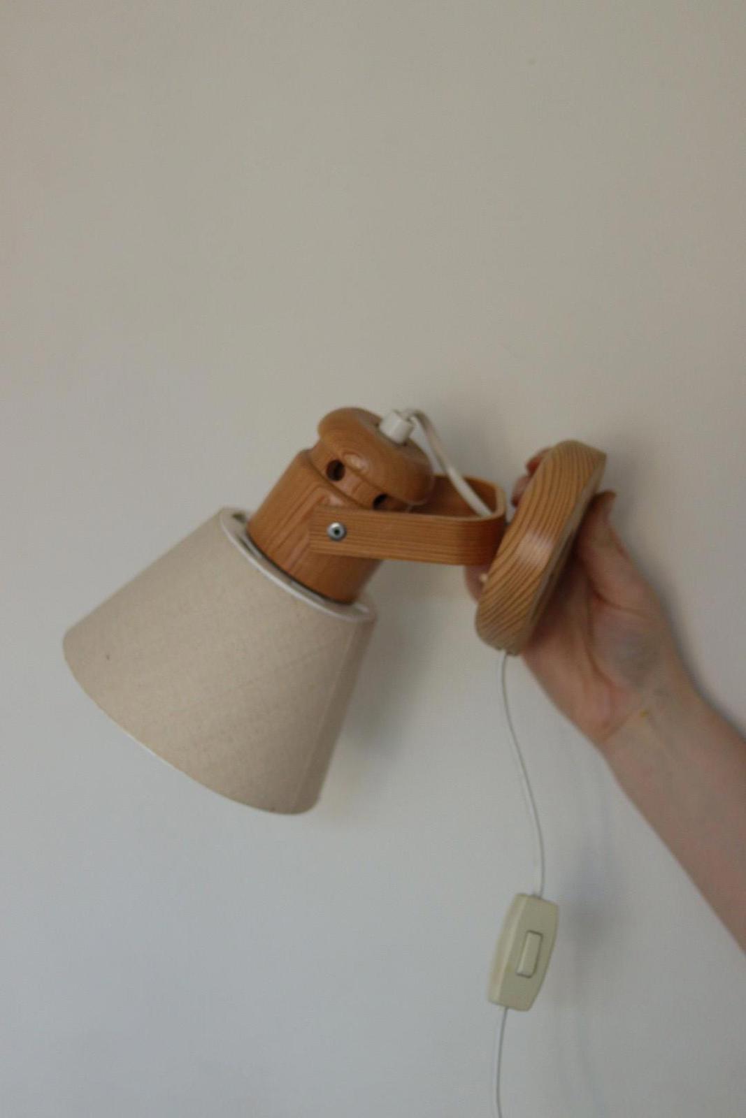 Pair of Vintage Wall Lamps by Solbackens Svarveri, Sweden, 1970s - Pine Wood