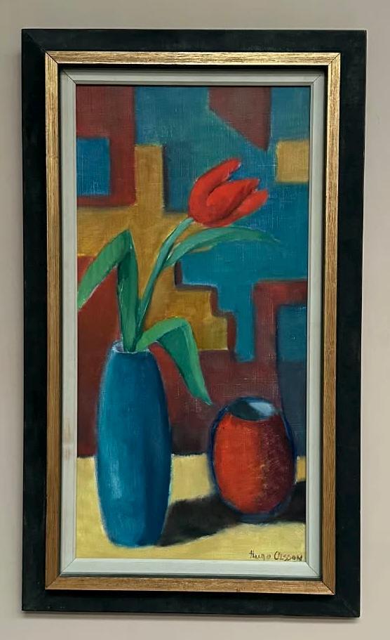 “Tulips in Blue Vase” by Hugo Olsson