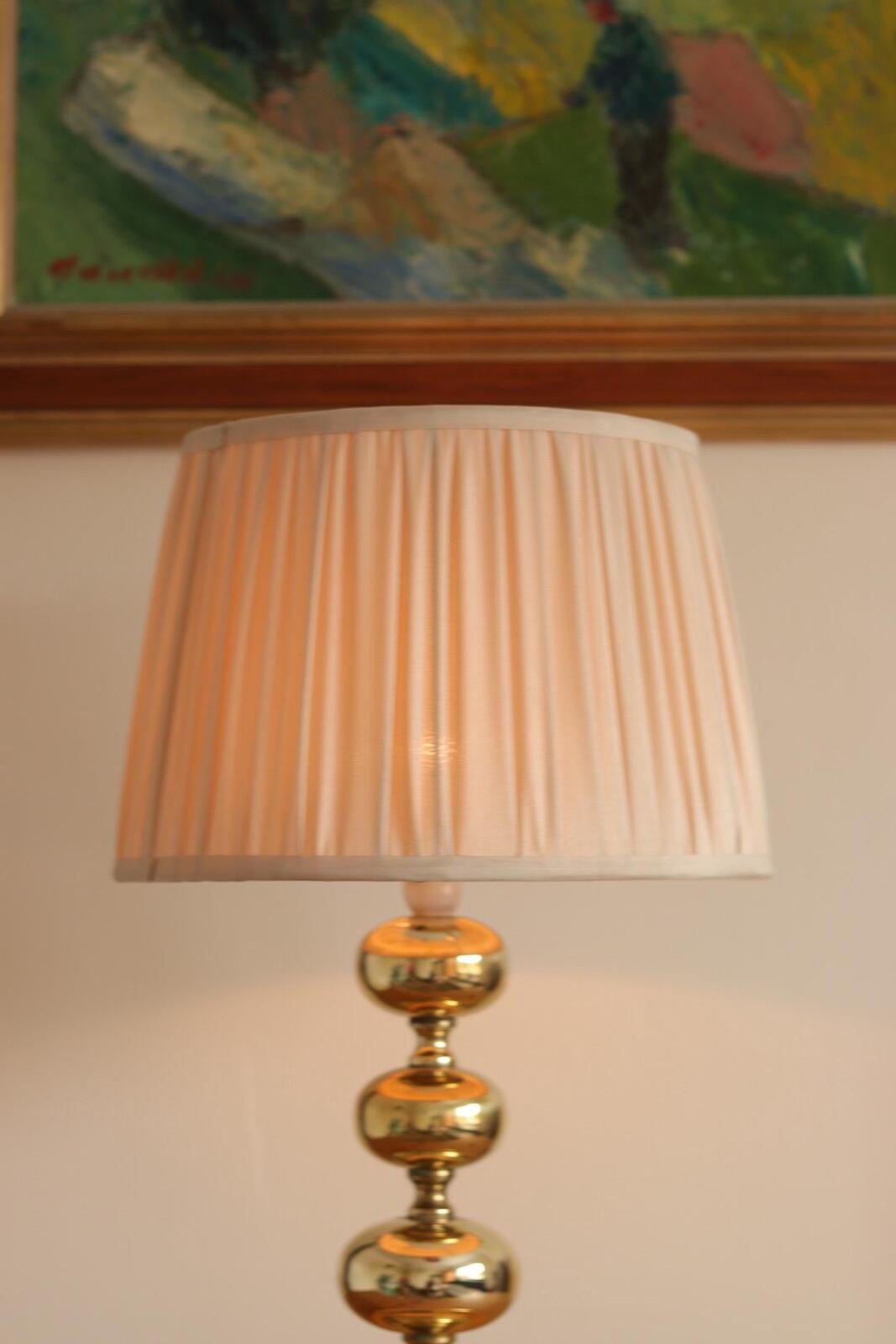 Pair of Swedish Brass Bobbin Table lamp by NAFA Nybro Armaturfabrik AB