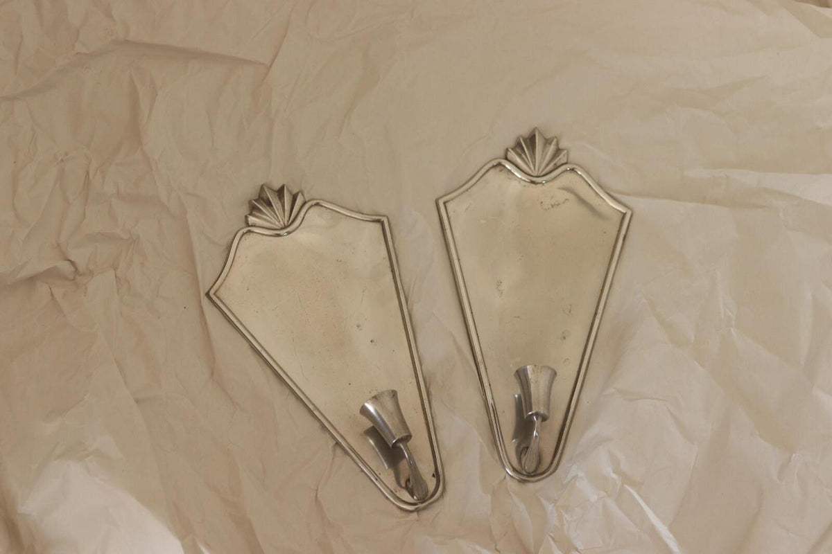 Pair Of Swedish Pewter Sconces By Ystad Tenn