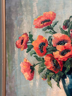 “Red Poppies in Blue Vase” by C. Horst