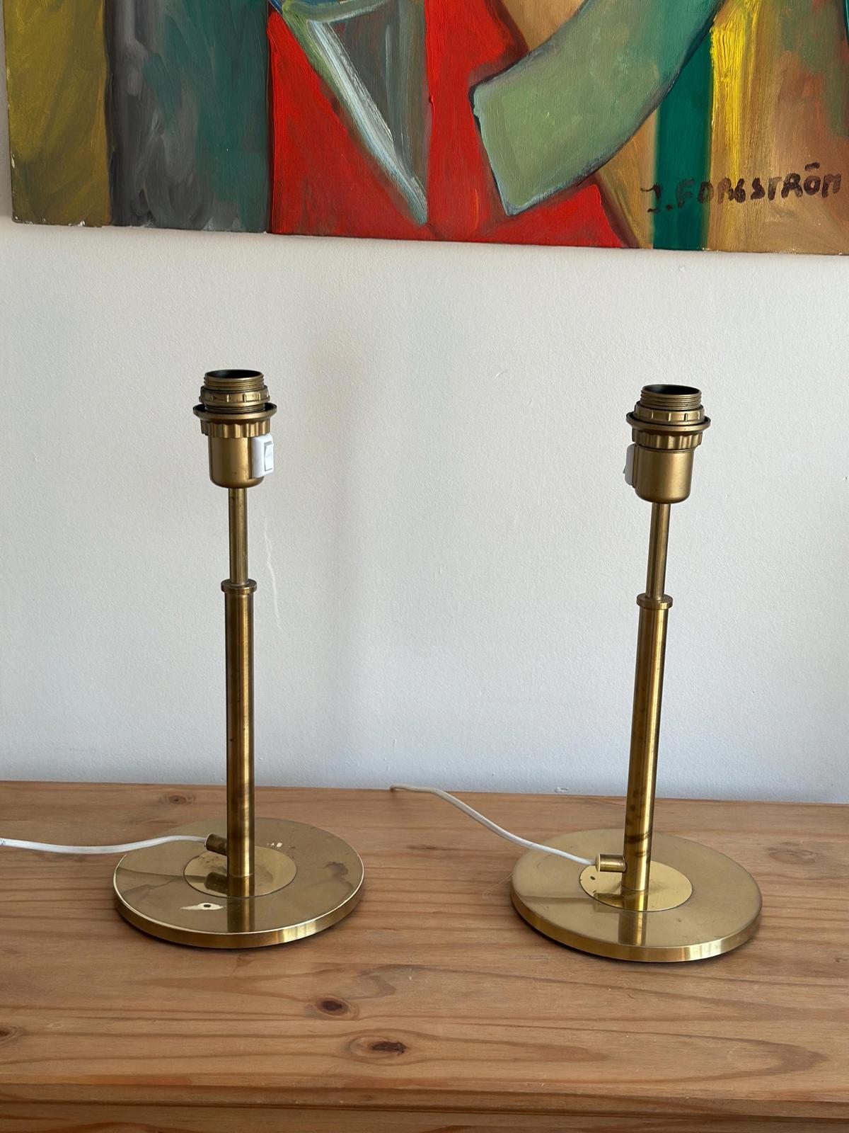 Pair of Mid Century Style Swedish Brass Lamps by Konsethantverk