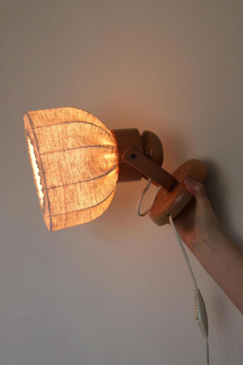 Pair of Vintage Wall Lamps by Solbackens Svarveri, Sweden, 1970s - Pine Wood