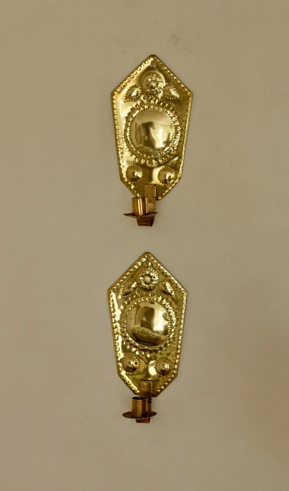 Pair Of Swedish Brass Sconces