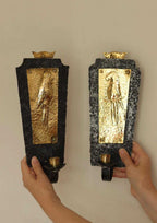 Pair Of Mid Century Swedish Brass and Wrought Iron Sconces with Bird Motifs