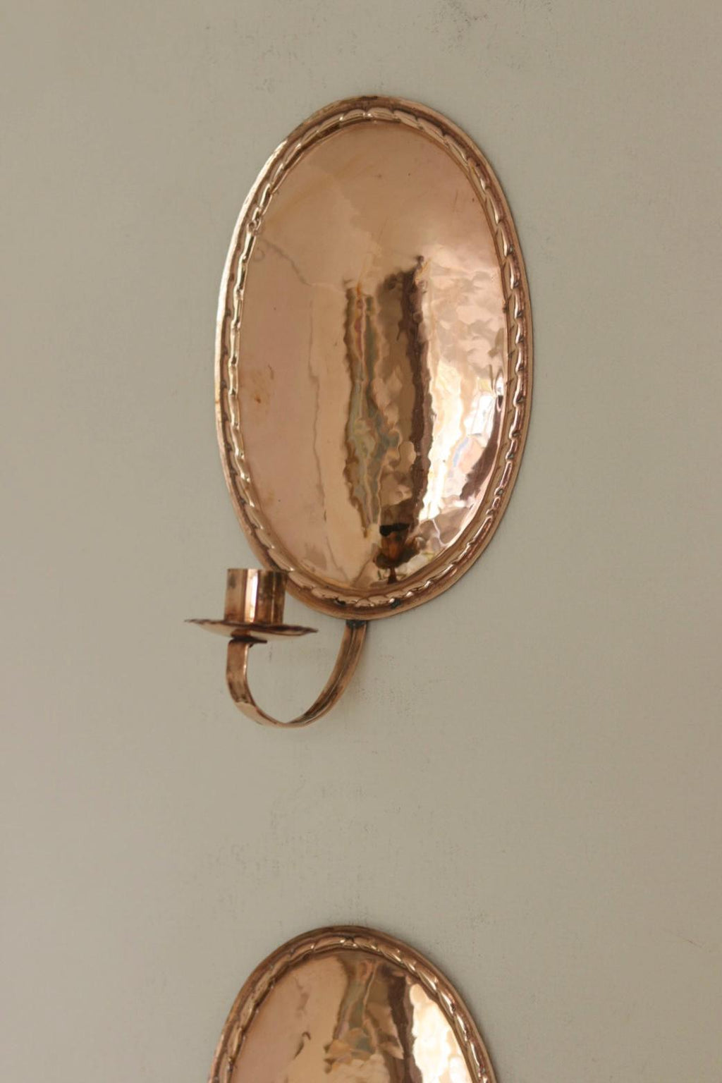 Pair of Swedish Copper Oval Wall Sconces
