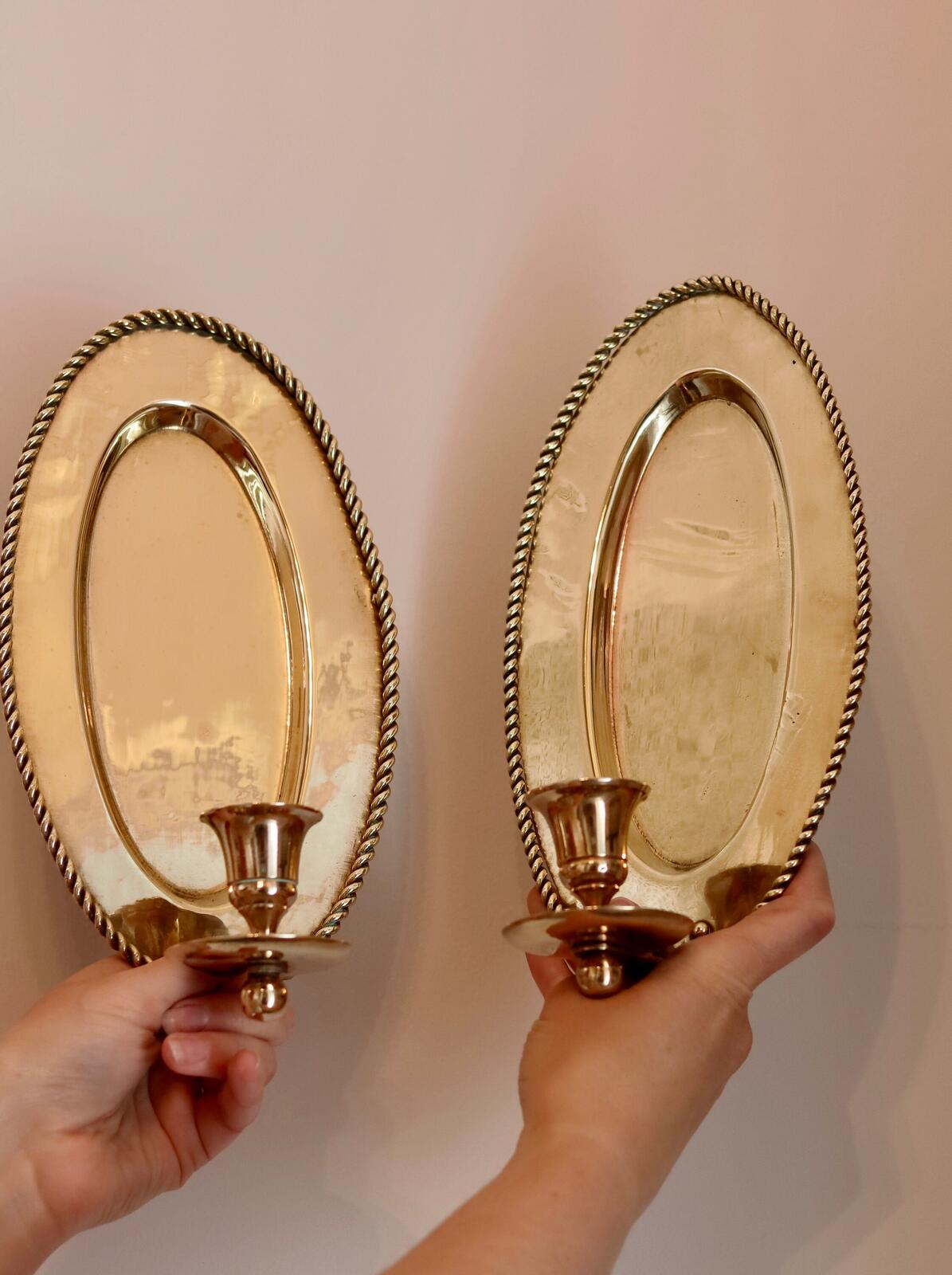 Pair Of Mid Century Swedish Brass Sconces