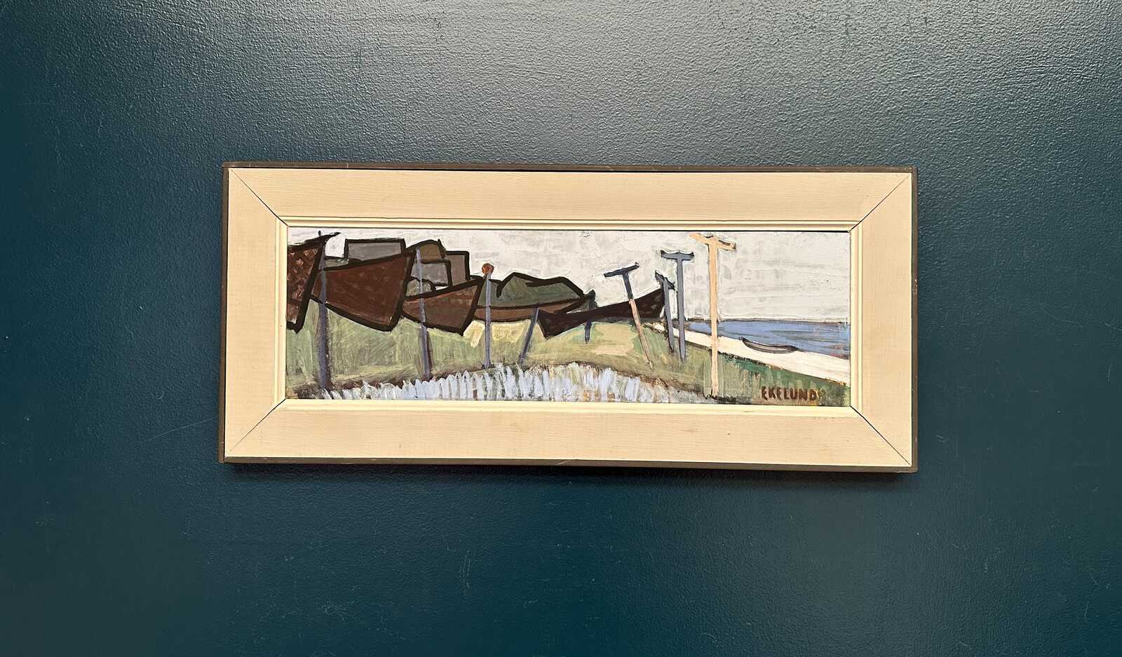 “Coastal Landscape with Beached Boats” by Ivar Ekelund (1908–2002)