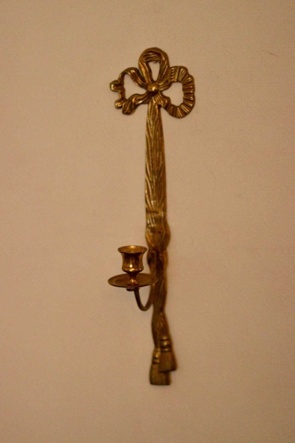 Pair Of Mid Century French Brass Bow Sconces