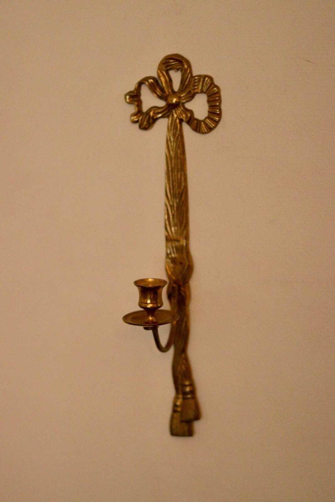 Pair Of Mid Century French Brass Bow Sconces