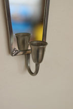 Pair of Mid Century Swedish Pewter Sconces with Mirror
