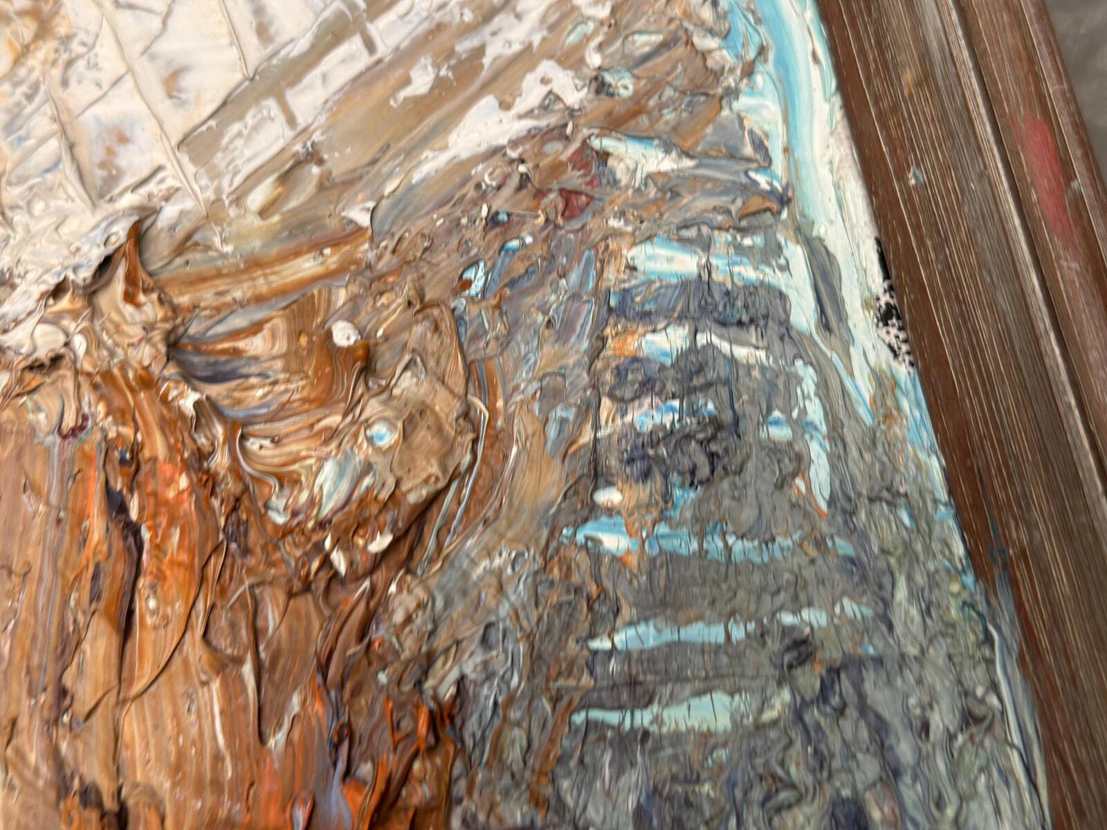Original Swedish Oil on Canvas – “Abstract Composition”  – Vintage & Framed – 76 × 37 cm (29.9" × 14.6")