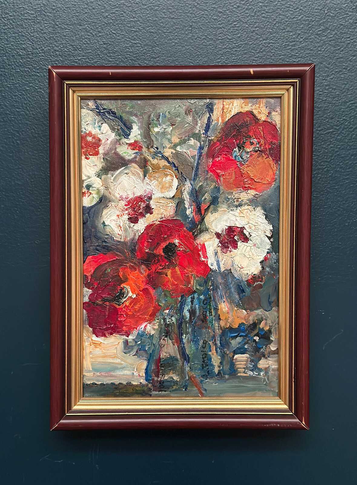 “Red Poppies and White Blossoms” by L. Stokes