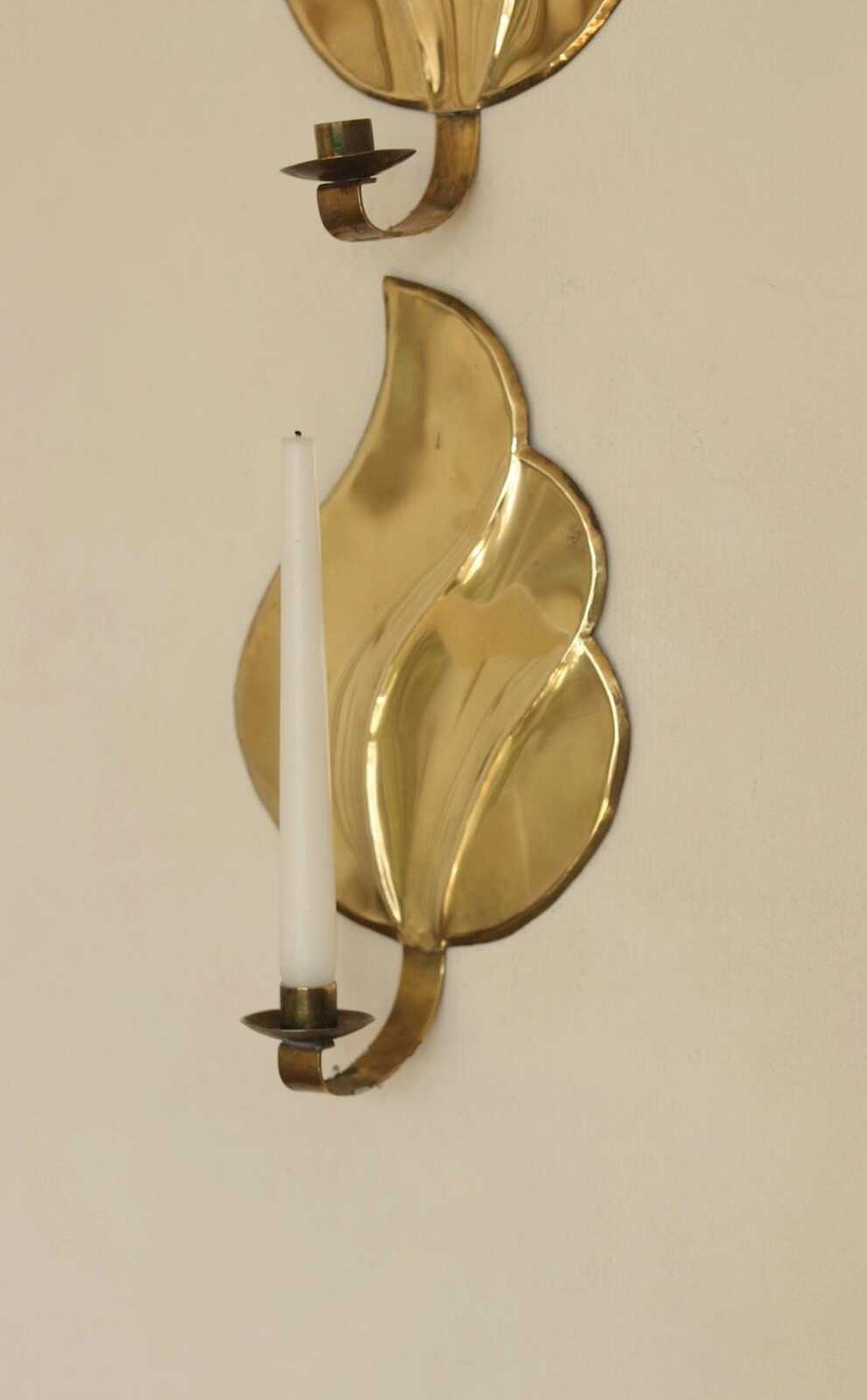 Pair Of Mid Century Swedish Brass Sconces