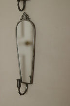 Pair of Mid Century Swedish Pewter Sconces with Mirror By Svenskt - Tenn