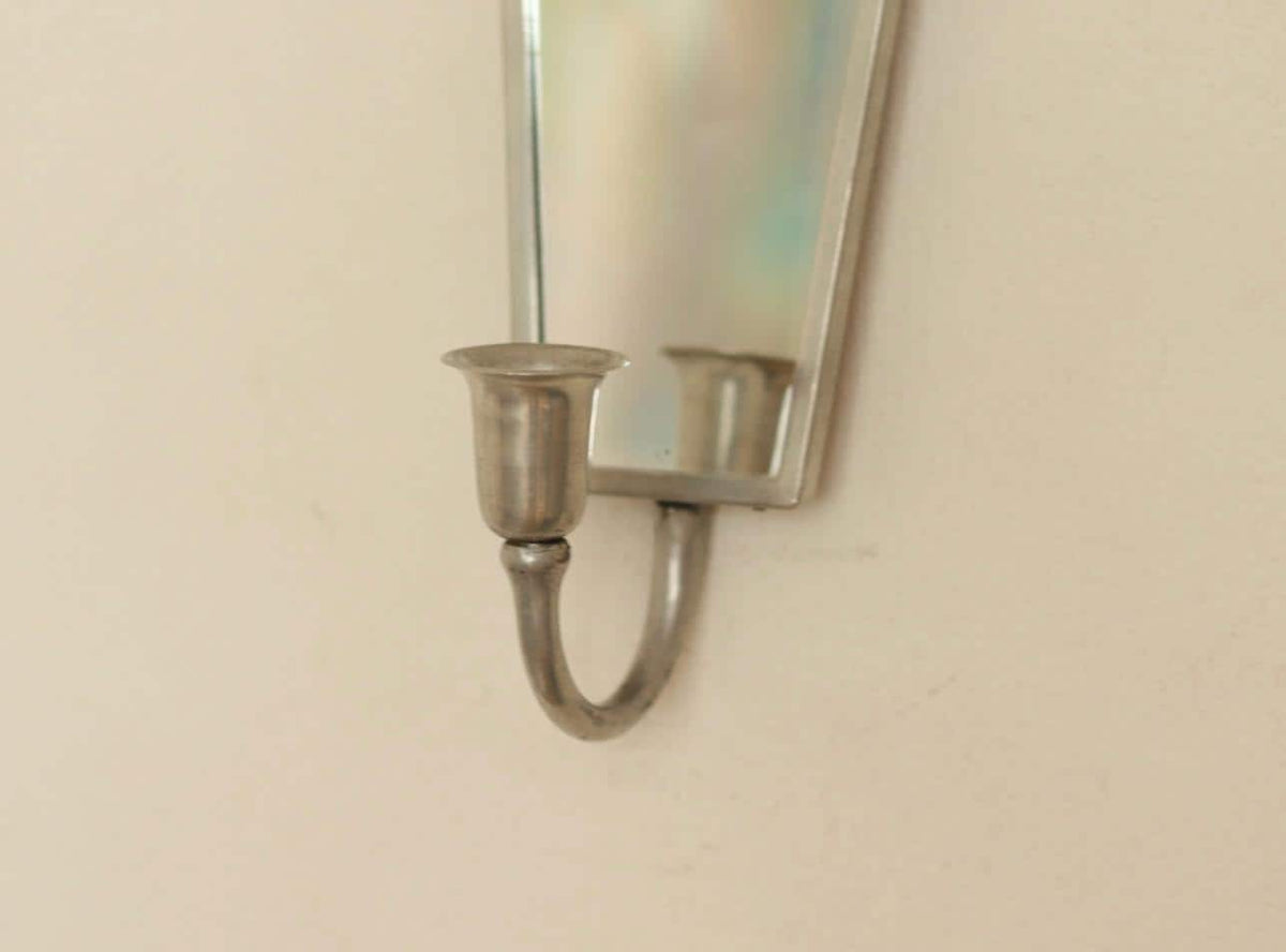 Pair of Mid Century Swedish Pewter Sconces with Mirror