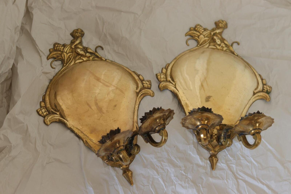 Pair Of Mid Century Swedish Brass Sconces