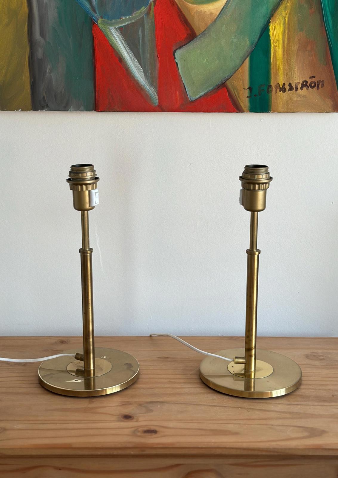 Pair of Mid Century Style Swedish Brass Lamps by Konsethantverk