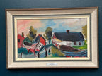 “Boats in Fishing Village” by Louis Zelig (1922–1993)